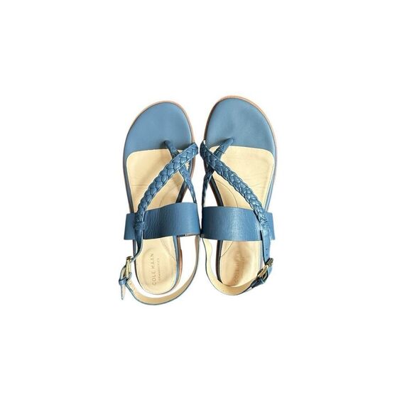 Cole Haan Womens Leather Anica Braided Thong Back Strap Sandals Blue Size 9B - Picture 5 of 16